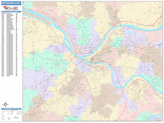 Pittsburgh Digital Map Color Cast Style
