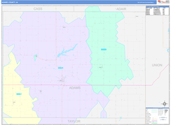 Adams County, IA Digital Map Color Cast Style