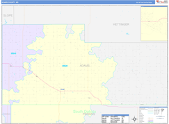 Adams County, ND Digital Map Color Cast Style