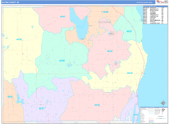 Alcona County, MI Digital Map Color Cast Style