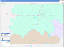 Alcorn County, MS Digital Map Color Cast Style