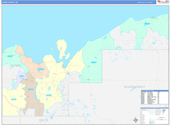 Alger County, MI Digital Map Color Cast Style