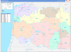 Allegan County, MI Digital Map Color Cast Style