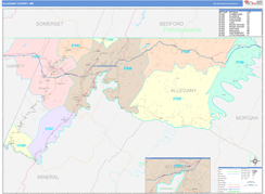 Allegany County, MD Digital Map Color Cast Style