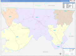 Alleghany County, NC Digital Map Color Cast Style