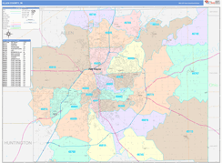 Allen County, IN Digital Map Color Cast Style