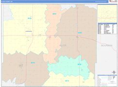 Allen County, KS Digital Map Color Cast Style