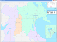 Alpena County, MI Digital Map Color Cast Style