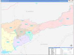 Amador County, CA Digital Map Color Cast Style