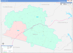 Amelia County, VA Digital Map Color Cast Style