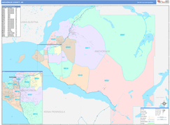 Anchorage Borough (County), AK Digital Map Color Cast Style