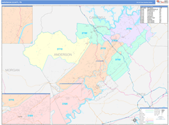 Anderson County, TN Digital Map Color Cast Style