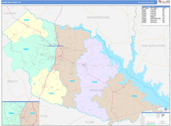 Angelina County, TX Digital Map Color Cast Style