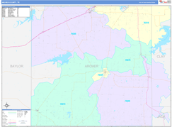 Archer County, TX Digital Map Color Cast Style