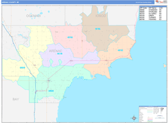 Arenac County, MI Digital Map Color Cast Style