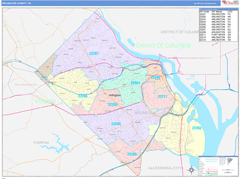 Arlington County, VA Digital Map Color Cast Style
