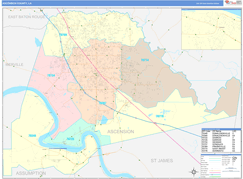 Ascension Parish (County), LA Digital Map Color Cast Style