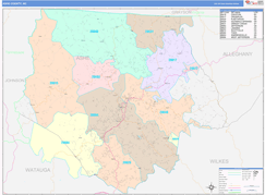 Ashe County, NC Digital Map Color Cast Style