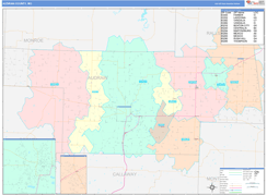 Audrain County, MO Digital Map Color Cast Style