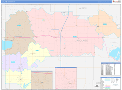 Auglaize County, OH Digital Map Color Cast Style