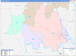 Autauga County, AL Digital Map Color Cast Style