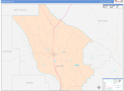 Bacon County, GA Digital Map Color Cast Style