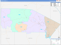 Bandera County, TX Digital Map Color Cast Style