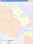 Bartholomew County, IN Digital Map Color Cast Style