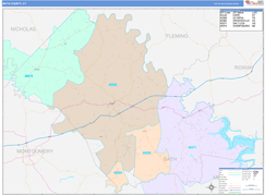 Bath County, KY Digital Map Color Cast Style