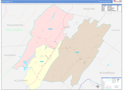 Bath County, VA Digital Map Color Cast Style