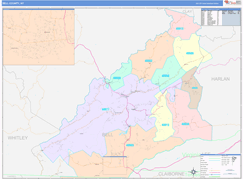 Bell County, KY Digital Map Color Cast Style