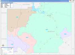 Benewah County, ID Digital Map Color Cast Style