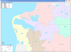 Benzie County, MI Digital Map Color Cast Style