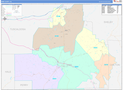 Bibb County, AL Digital Map Color Cast Style