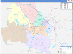 Bibb County, GA Digital Map Color Cast Style