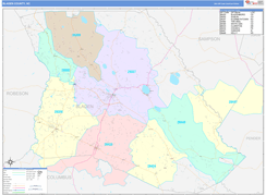 Bladen County, NC Digital Map Color Cast Style