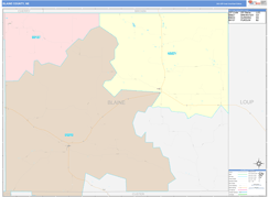 Blaine County, NE Digital Map Color Cast Style