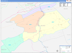 Bland County, VA Digital Map Color Cast Style