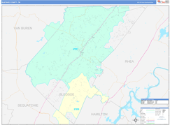 Bledsoe County, TN Digital Map Color Cast Style