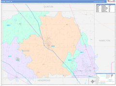 Boone County, IN Digital Map Color Cast Style