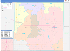 Bourbon County, KS Digital Map Color Cast Style