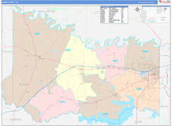 Bowie County, TX Digital Map Color Cast Style