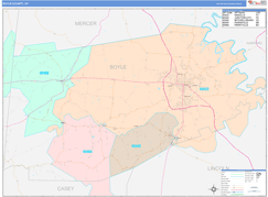 Boyle County, KY Digital Map Color Cast Style