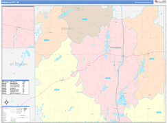Branch County, MI Digital Map Color Cast Style