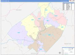 Braxton County, WV Digital Map Color Cast Style