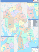 Bristol County, MA Digital Map Color Cast Style