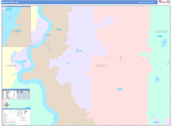 Brule County, SD Digital Map Color Cast Style