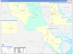 Bryan County, GA Digital Map Color Cast Style