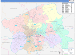 Buncombe County, NC Digital Map Color Cast Style