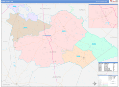 Burke County, GA Digital Map Color Cast Style